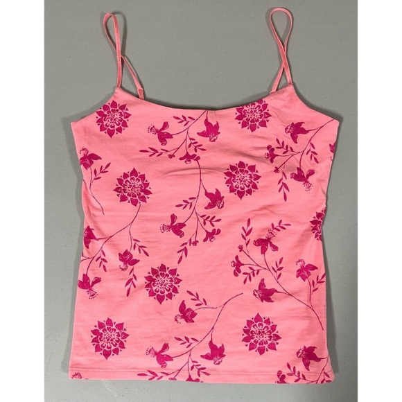 Gap Pink Floral Graphic Shelf-Bra Tank Top Cami Camisole Shirt Size S 🌸 #gap - Picture 1 of 5